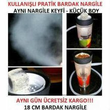 Bardak Nargile , Pratik Küçük Boy Seyahat Nargilesi 18 cm