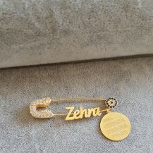 Else Silver Kişiye Özel Taşlı Nazar Kaynaklı Bebek İğnesi
