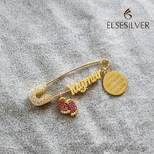 Kişiye Özel Taşlı Nazar Gümüş Bebek İğnesi