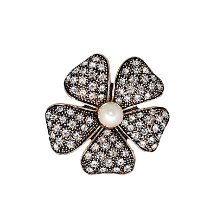 Yonca İnci Swarovski Taşlı Elmas Montür Yaka İğnesi Broş