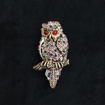 Baykuş Swarovski Taşlı Elmas Montür Yaka İğnesi Broş