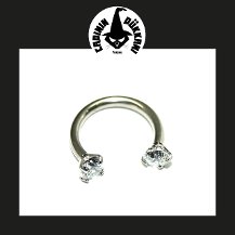 316 L Cerrahi Çelik Taşlı Yarım Ay Piercing