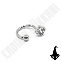 316 L Cerrahi Çelik Taşlı Kare Tragus-Helix-Kulak Piercing
