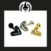 316L Cerrahi Çelik Taşlı Kalp Tragus-Helix-Kulak Piercing