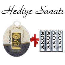 0,5 Gram Altın 24 Ayar (İAR Külçe Altın) + 4 Kalem Pil Hediyeli