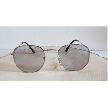 Altıgen Silver Çerçeveli Gri Cam Gözlük