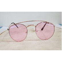 Retro Köprülü Altın Çerçeveli Toz Pembe Gözlük