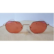 Retro Gold Çerçeve Kırmızı Cam Sekizgen Renkli Gözlük