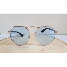 Sekizgen Gold Çerçeveli Uçuk Mavi Vintage Gözlük