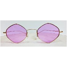 Gold Çerçeve Pembe Cam dörtgen Renkli Gözlük